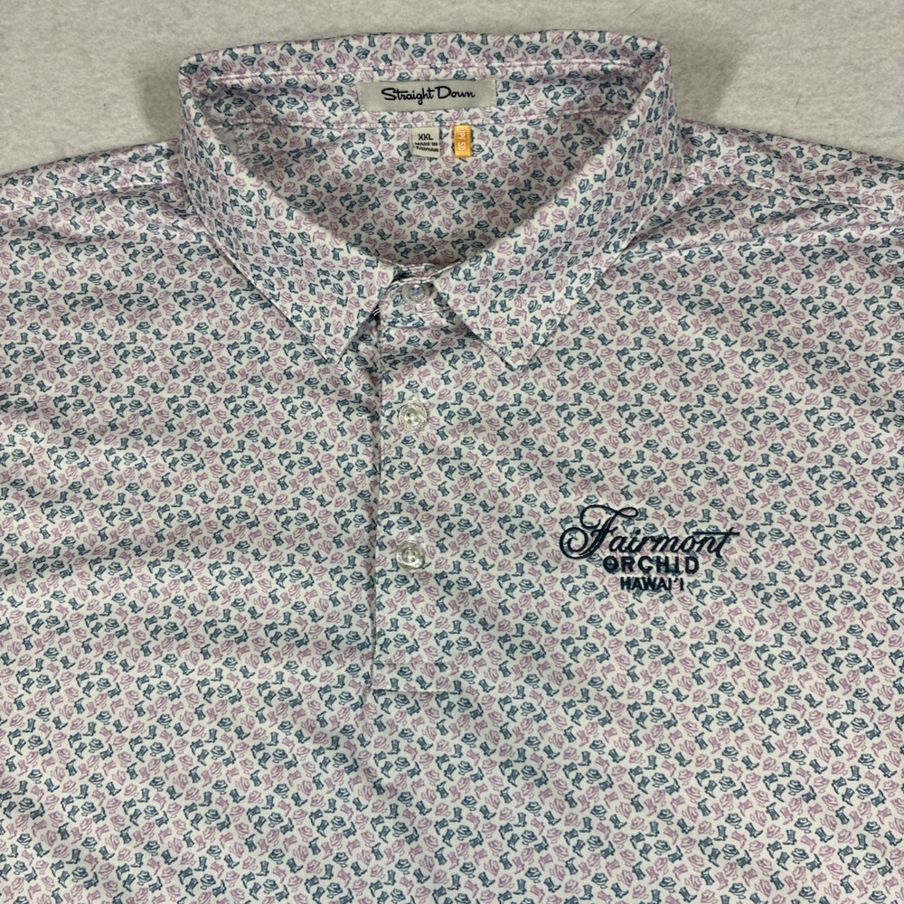 Straight Down Golf Polo Shirt Mens 2XL XXL Western Cowboy Boots Performance